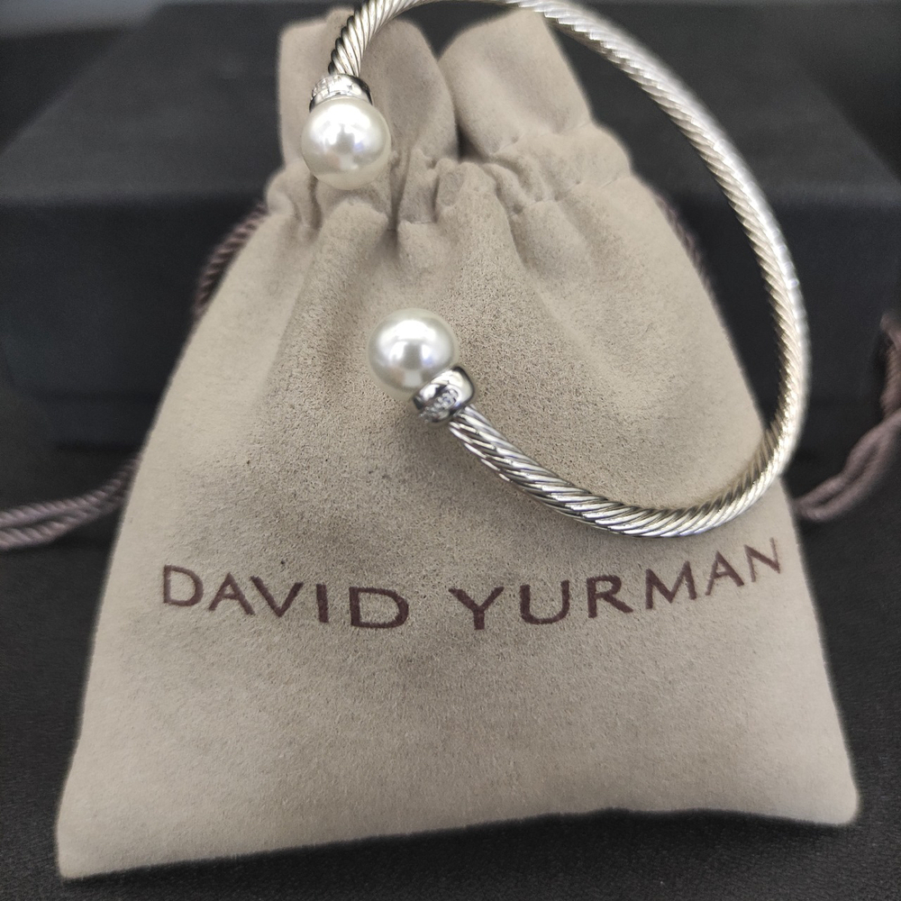 David Yurman 3mm Silver Pearl bracelet - Picture 3 of 8